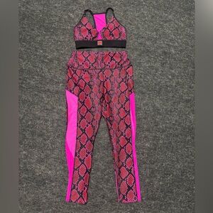 Zumba Fitness Pink and Black Set Snake Print Jumpsuit